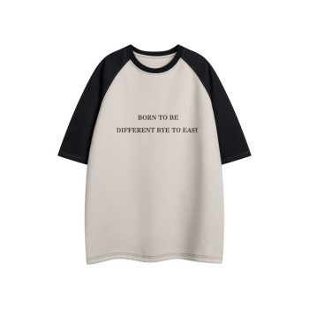 Men's Korean Style Letter Printed Short Sleeve T-Shirt for Summer